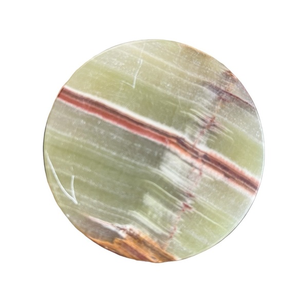 Solid Alabaster Vase Hand Turned Green and Brown Heavy 8" Tall - Picture 7 of 7